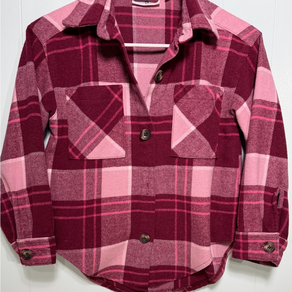 Sugar and Jade tween Small size 8 Pink Plaid Button-Up Flannel Plaid Shirt